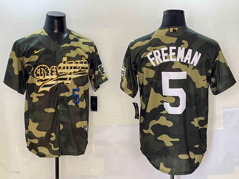 Men Los Angeles Dodgers 5 Freeman Camo Joint Name 2025 Nike MLB Jersey style 9